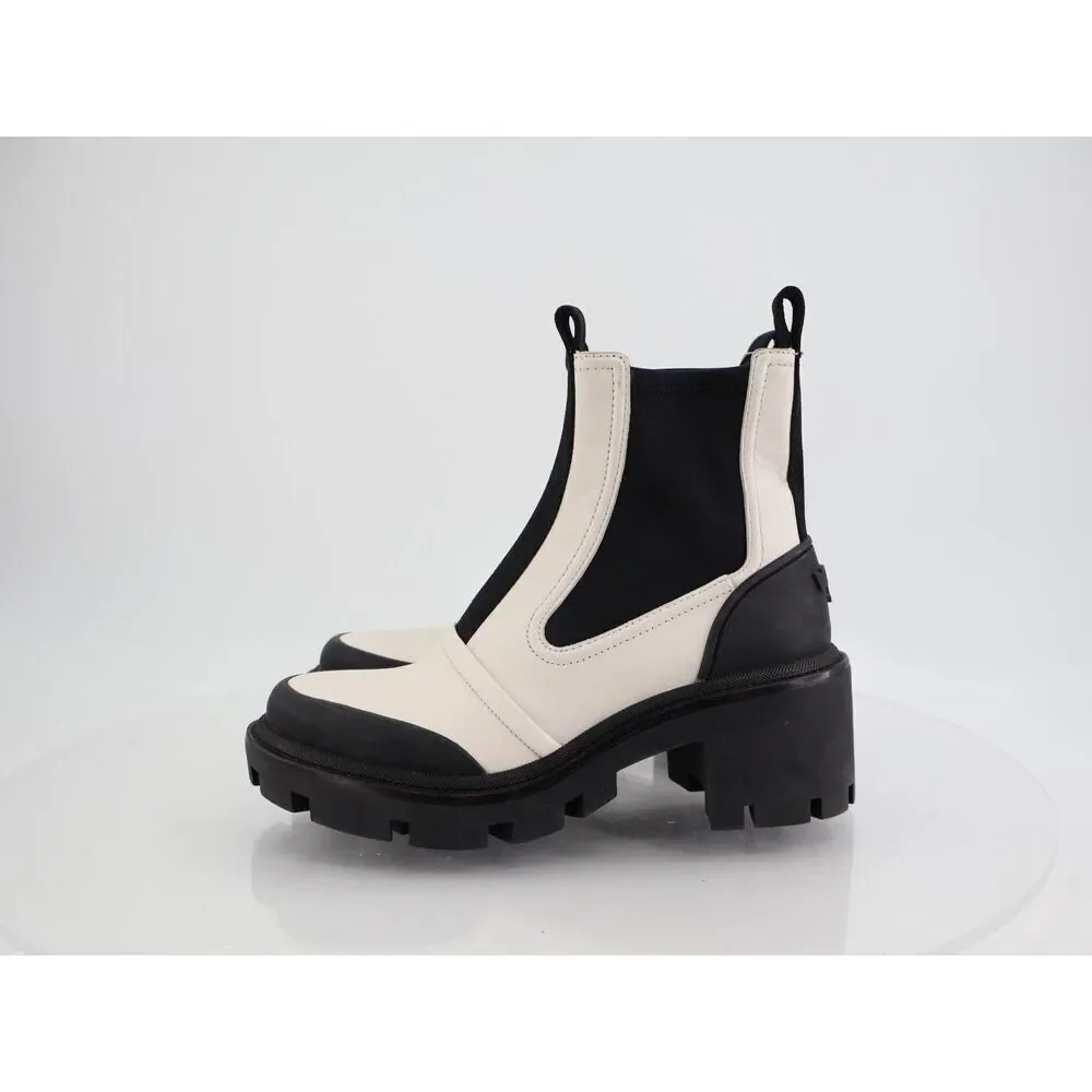 Tory Burch Women's Chelsea Lug Sole Ankle Boots Size 7.5 Black White Slip On